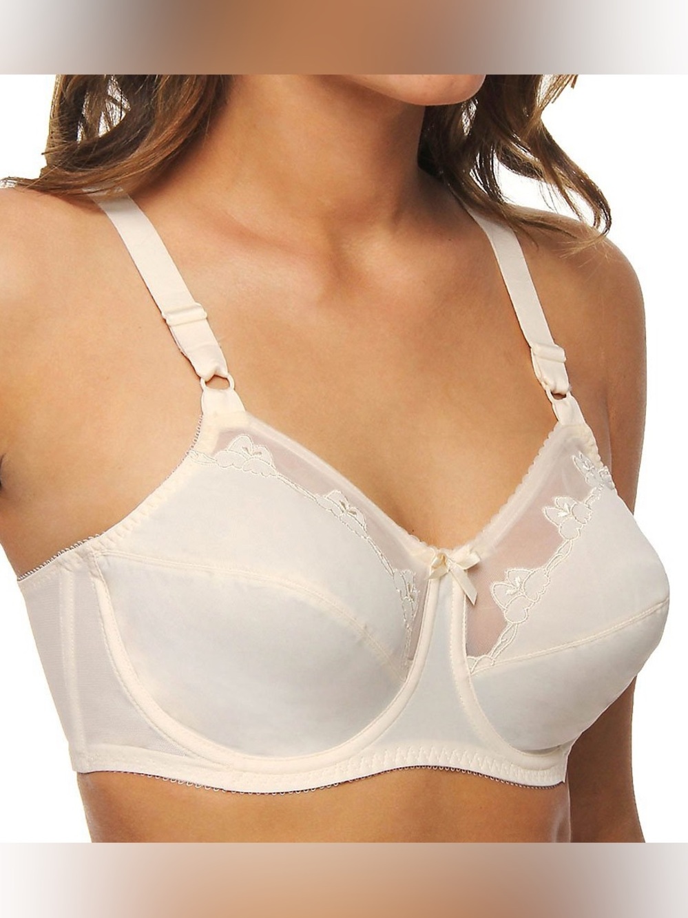 Bali Flower Full Figure Underwire Bra Women’s US Size 44D Light Beige DF0180